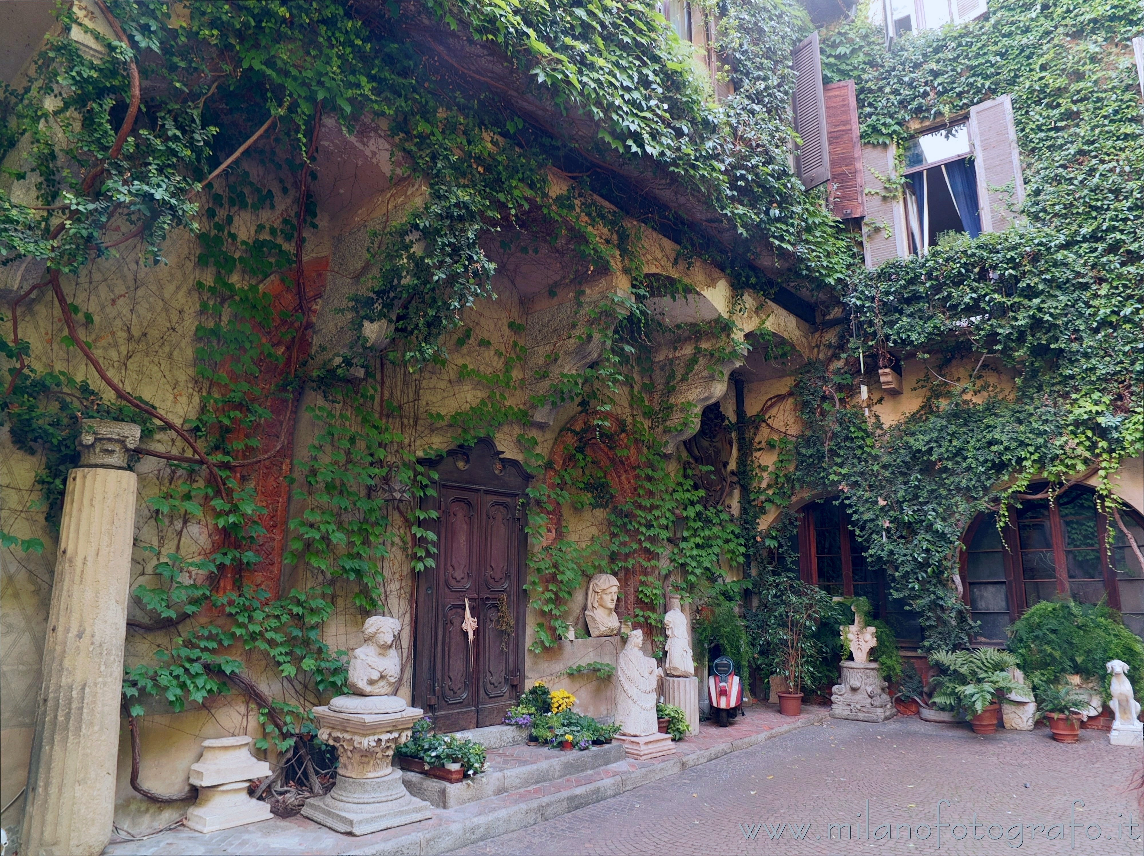 Milan (Italy) - Western court of House of the Atellani and Leonardo's vineyard
